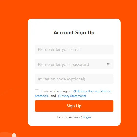 Official sign-up card with email, password and optional invitation code fields