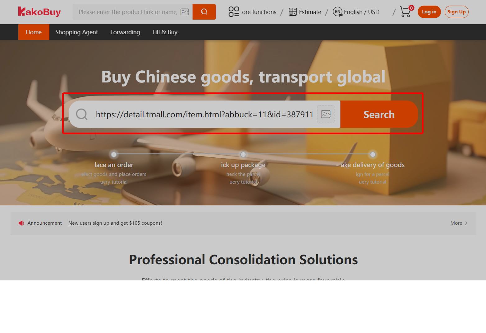 Paste the product link into Kakobuy search